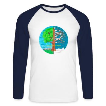 Der Sommer ist der neue Winter - Unisex Baseballshirt langarm - Weiß/Navy - Vorne - Nik (191cm)