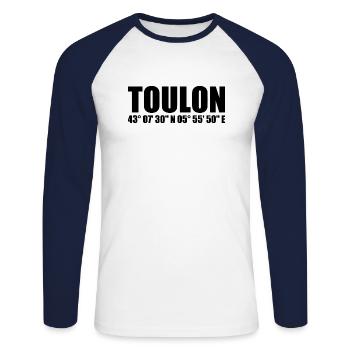 Toulon Coordinates - Unisex Long Sleeve Baseball T-Shirt - white/navy - Front - Nik (191cm)