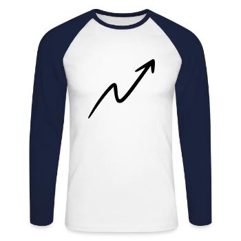 Arrow drawing sketch black - Unisex Long Sleeve Baseball T-Shirt - white/navy - Front - Nik (191cm)