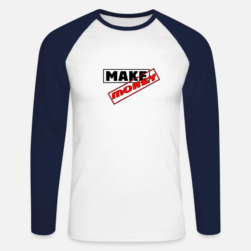 Make Money - Unisex Baseballshirt langarm - Weiß/Navy
