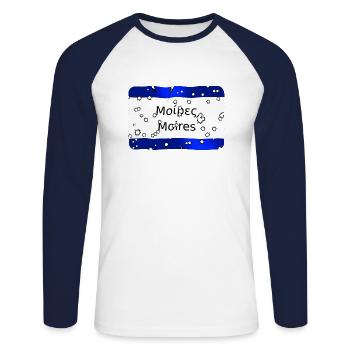 MG Kriti Place Sign Moires - T-shirt baseball manches longues Homme - blanc/marine - Devant - Nik (191cm)