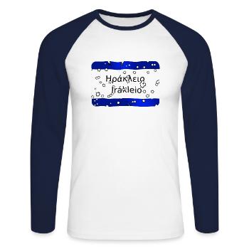 irakleio - Unisex Baseballshirt langarm - Weiß/Navy - Vorne - Nik (191cm)