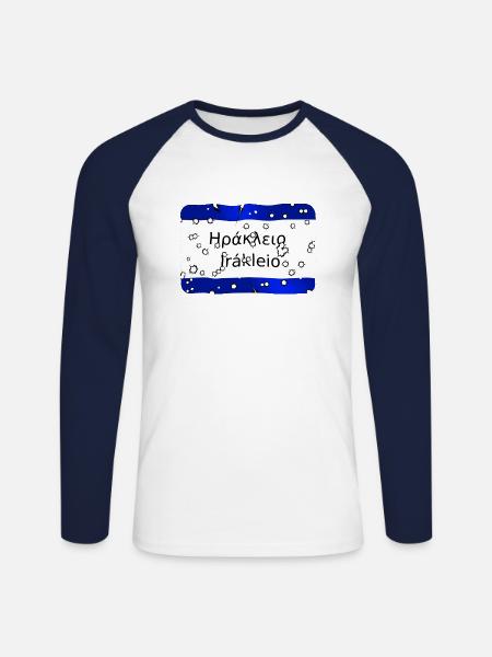 irakleio - Unisex Baseballshirt langarm - Weiß/Navy