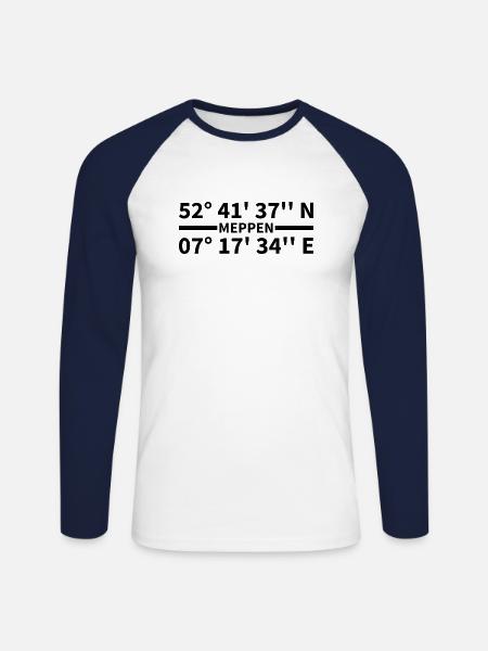 Meppen coordinates - Unisex Long Sleeve Baseball T-Shirt - white/navy