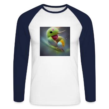 Fantasy003 - Unisex Baseballshirt langarm - Weiß/Navy - Vorne - Nik (191cm)