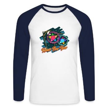 Cambodge Khmer Nouvel An Choul Chnam I Cadeau - T-shirt baseball manches longues Homme - blanc/marine - Devant - Nik (191cm)