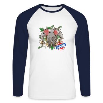 Laos Lao Laotian Flag Elephant Lao I Gift - Unisex Long Sleeve Baseball T-Shirt - white/navy - Front - Nik (191cm)