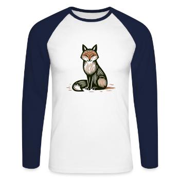 Der Elegante Fuchs - Unisex Baseballshirt langarm - Weiß/Navy - Vorne - Nik (191cm)