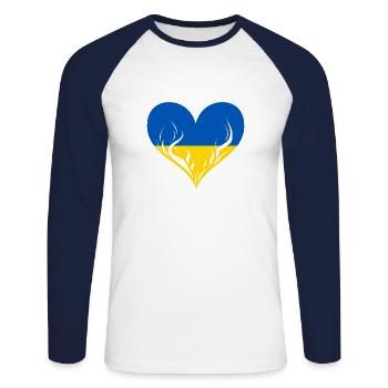 Ukraine Heart - Unisex Long Sleeve Baseball T-Shirt - white/navy - Front - Nik (191cm)