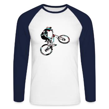 vtt descente - T-shirt baseball manches longues Homme - blanc/marine - Devant - Nik (191cm)