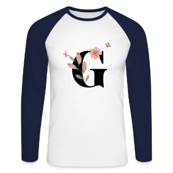 Letter g wildflowers watercolors - Unisex Long Sleeve Baseball T-Shirt - white/navy - Front - Nik (191cm)