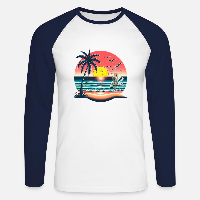 Summer on the Beach - Unisex Baseballshirt langarm - Weiß/Navy