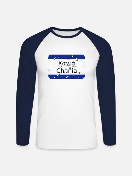 mg chania - Unisex Long Sleeve Baseball T-Shirt - white/navy