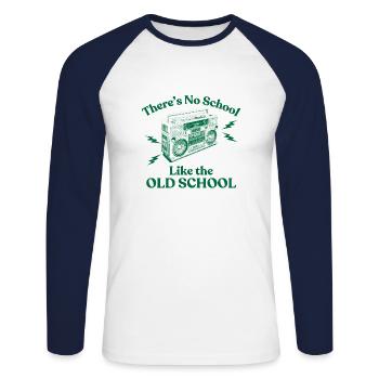 Il n’y a pas d’école comme la vieille école - T-shirt baseball manches longues Homme - blanc/marine - Devant - Nik (191cm)