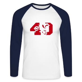 Moto 40 Biker - Unisex Baseballshirt langarm - Weiß/Navy - Vorne - Nik (191cm)