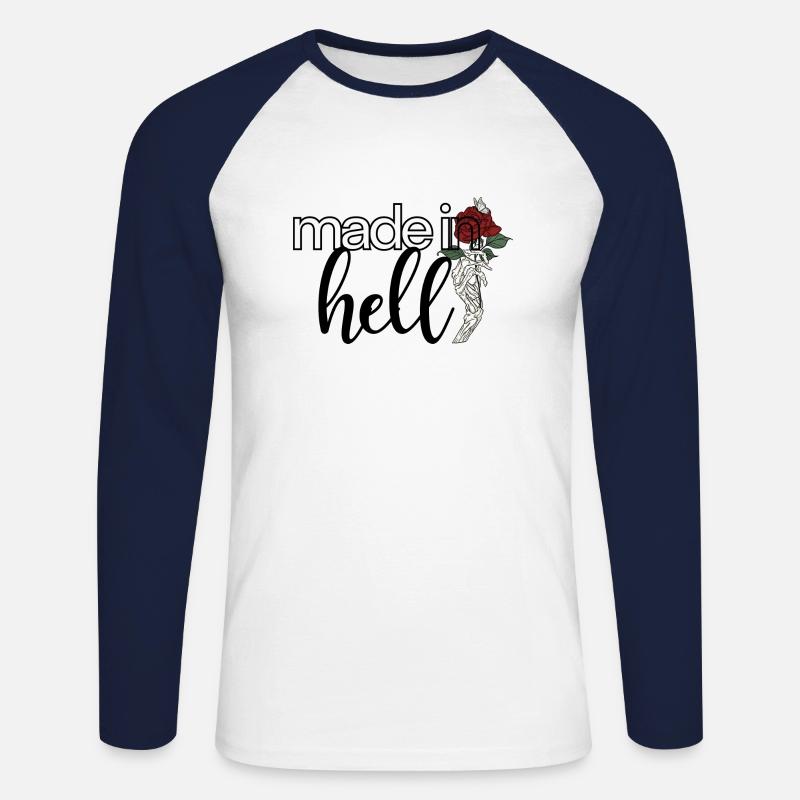 Made in Hell - Unisex Baseballshirt langarm - Weiß/Navy