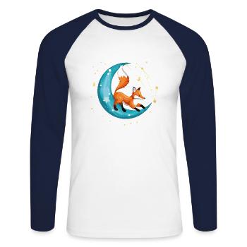 Luna fox - Unisex Long Sleeve Baseball T-Shirt - white/navy - Front - Nik (191cm)