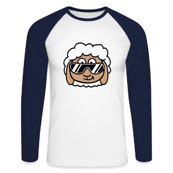 Sheep Sunglasses Party Sheep Lamb Cool Head - Unisex Long Sleeve Baseball T-Shirt - white/navy - Front - Nik (191cm)
