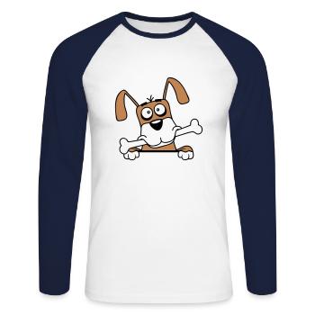 Funny Dog Big Bone Mouth Mouth Hunger Cool - Unisex Long Sleeve Baseball T-Shirt - white/navy - Front - Nik (191cm)