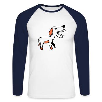 Dog, Furious, Biting, , Aggressive, Attack - Unisex Long Sleeve Baseball T-Shirt - white/navy - Front - Nik (191cm)