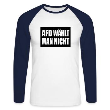 afd wählt man nicht - Unisex Baseballshirt langarm - Weiß/Navy - Vorne - Nik (191cm)