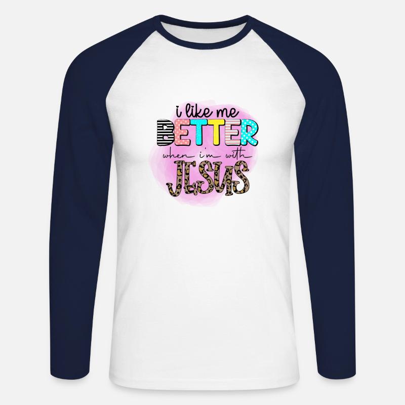 Besser mit Jesus - Unisex Baseballshirt langarm - Weiß/Navy