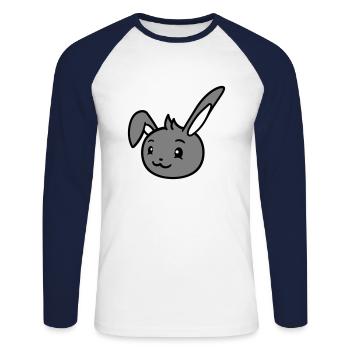 Bunny rabbit looks cute sideways to the side - Unisex Long Sleeve Baseball T-Shirt - white/navy - Front - Nik (191cm)