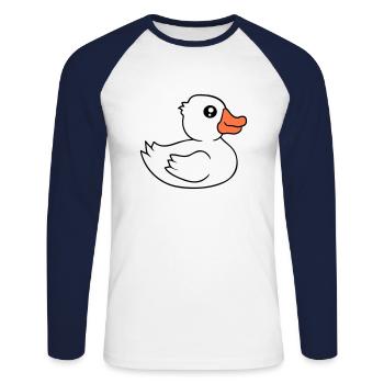 Canard Baignades Lac Rivière Eau Mer Vacances Plaisir - T-shirt baseball manches longues Homme - blanc/marine - Devant - Nik (191cm)