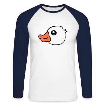 Canard Natation Lac Rivière Eau Mer Vacances Plaisir - T-shirt baseball manches longues Homme - blanc/marine - Devant - Nik (191cm)