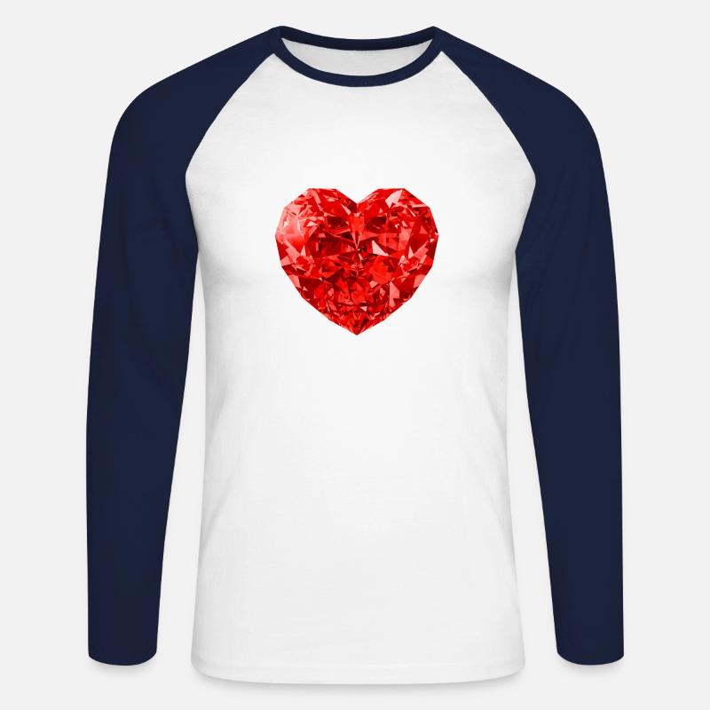 Red heart ruby gift idea - Unisex Long Sleeve Baseball T-Shirt - white/navy
