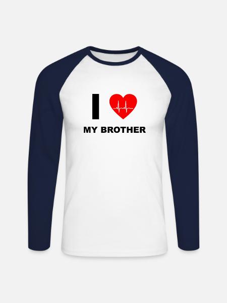 J'aime mon frère - T-shirt baseball manches longues Homme - blanc/marine