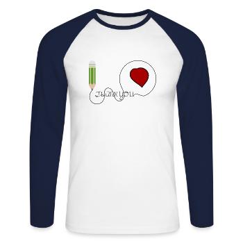 Thank you - Unisex Long Sleeve Baseball T-Shirt - white/navy - Front - Nik (191cm)