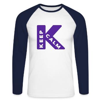 Keep calm - Unisex Long Sleeve Baseball T-Shirt - white/navy - Front - Nik (191cm)