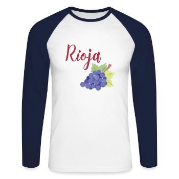 Rioja - Unisex Long Sleeve Baseball T-Shirt - white/navy - Front - Nik (191cm)