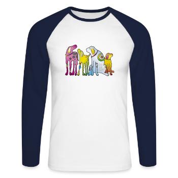 Dogs Puppy Dog Pack Pet Terrier Pug - Unisex Long Sleeve Baseball T-Shirt - white/navy - Front - Nik (191cm)