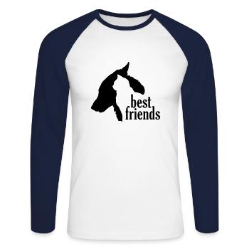 Chien Chat Meilleurs Amis Amitié Animaux de compagnie - T-shirt baseball manches longues Homme - blanc/marine - Devant - Nik (191cm)