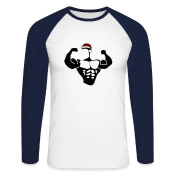 Marry Liftmas! - Unisex Baseballshirt langarm - Weiß/Navy - Vorne - Nik (191cm)