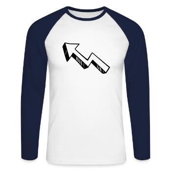 Arrow drawing sketch black - Unisex Long Sleeve Baseball T-Shirt - white/navy - Front - Nik (191cm)