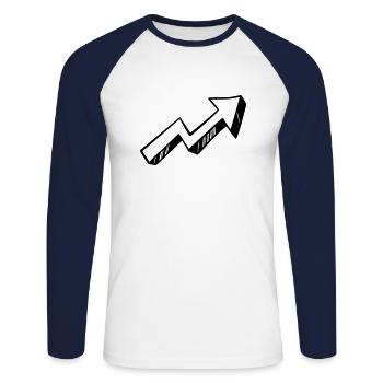 Flèche dessin croquis noir - T-shirt baseball manches longues Homme - blanc/marine - Devant - Nik (191cm)