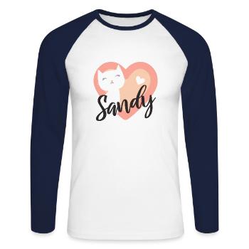Sandy Surname First Name Kitten - Unisex Long Sleeve Baseball T-Shirt - white/navy - Front - Nik (191cm)