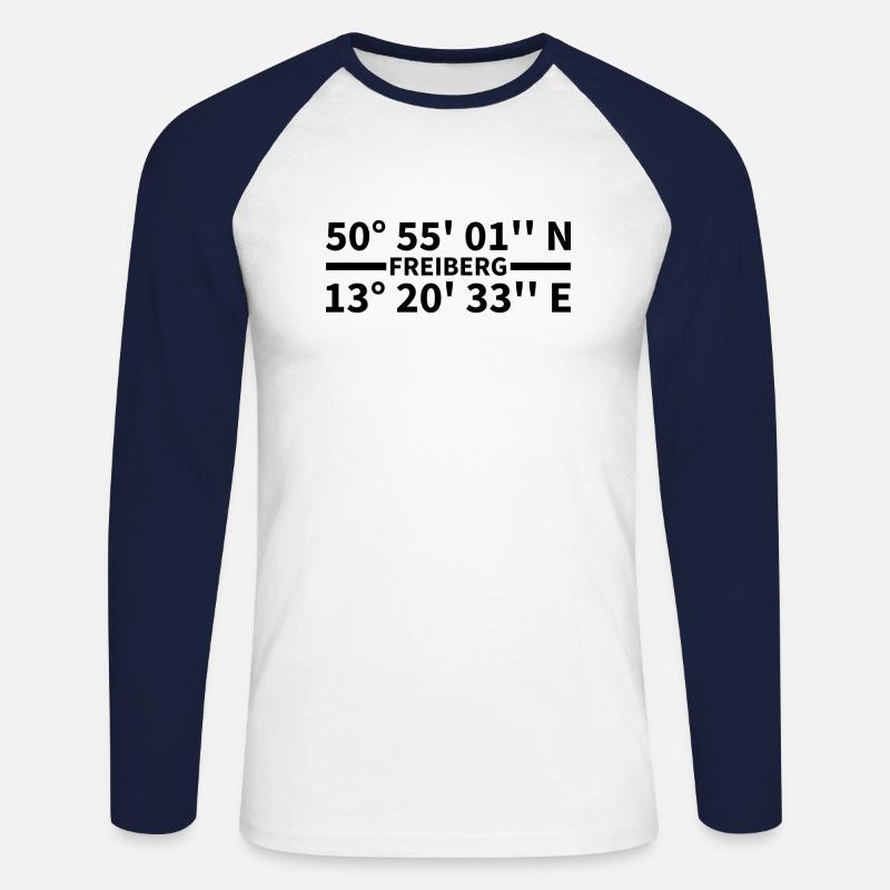 Freiberg Coordinates - Unisex Long Sleeve Baseball T-Shirt - white/navy