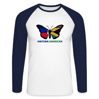 Haiti Haitian Jamaica Combination I Gift - Unisex Long Sleeve Baseball T-Shirt - white/navy - Front - Nik (191cm)