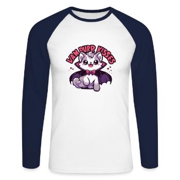 VAMPURR KÜSSE - Unisex Baseballshirt langarm - Weiß/Navy - Vorne - Nik (191cm)