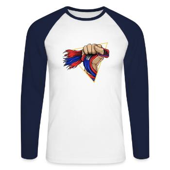 Laos Lao Laotian Flag Elephant Lao I Gift - Unisex Long Sleeve Baseball T-Shirt - white/navy - Front - Nik (191cm)