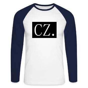 [HD] CZ - T-shirt baseball manches longues Homme - blanc/marine - Devant - Nik (191cm)