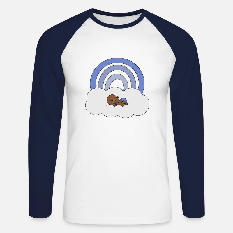 Bambino arcobaleno - Maglia da baseball a manica lunga da uomo - bianco/navy