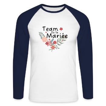 Floral Bridal Team-Bride Team - Unisex Long Sleeve Baseball T-Shirt - white/navy - Front - Nik (191cm)