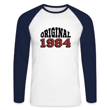 Original 1984 - Unisex Long Sleeve Baseball T-Shirt - white/navy - Front - Nik (191cm)