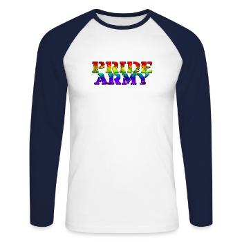 Pride Army - Unisex Long Sleeve Baseball T-Shirt - white/navy - Front - Nik (191cm)