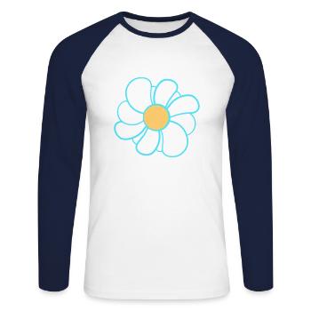 Marguerites blanches Fleurs Printemps Été Fleurs - T-shirt baseball manches longues Homme - blanc/marine - Devant - Nik (191cm)